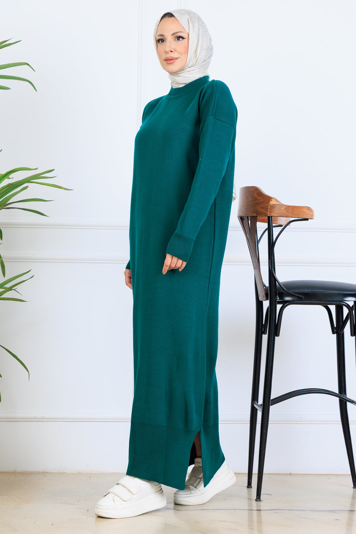 Slit Detailed Knit Dress by NEOMODEST