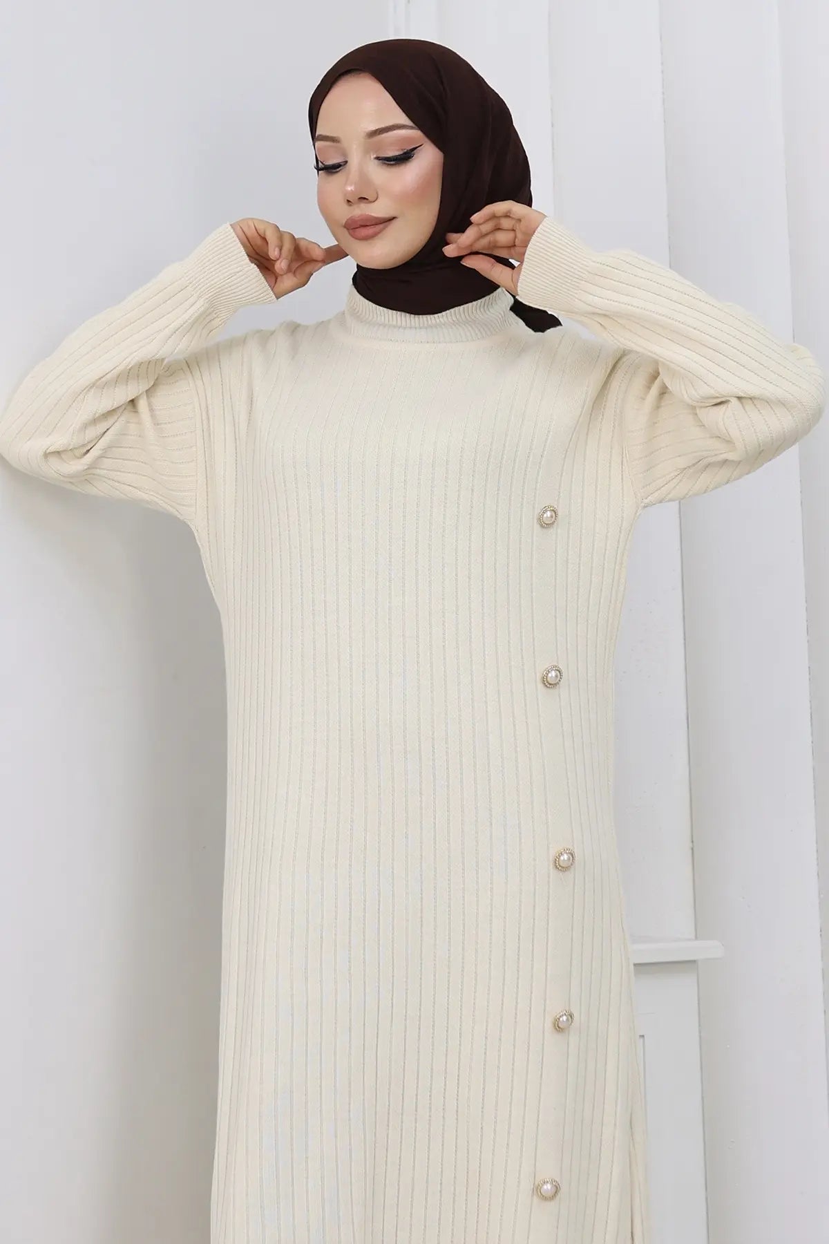 Side Button Ruffle Dress, view 3