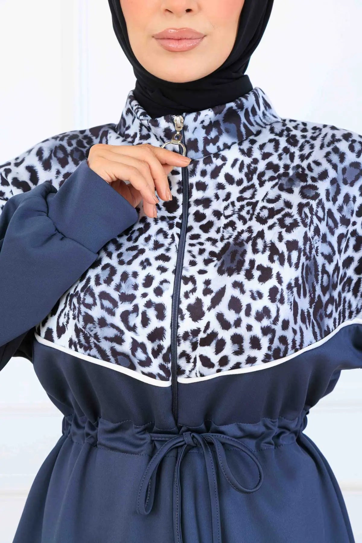 Leopard Patterned Scuba Two Piece Suit, view 3