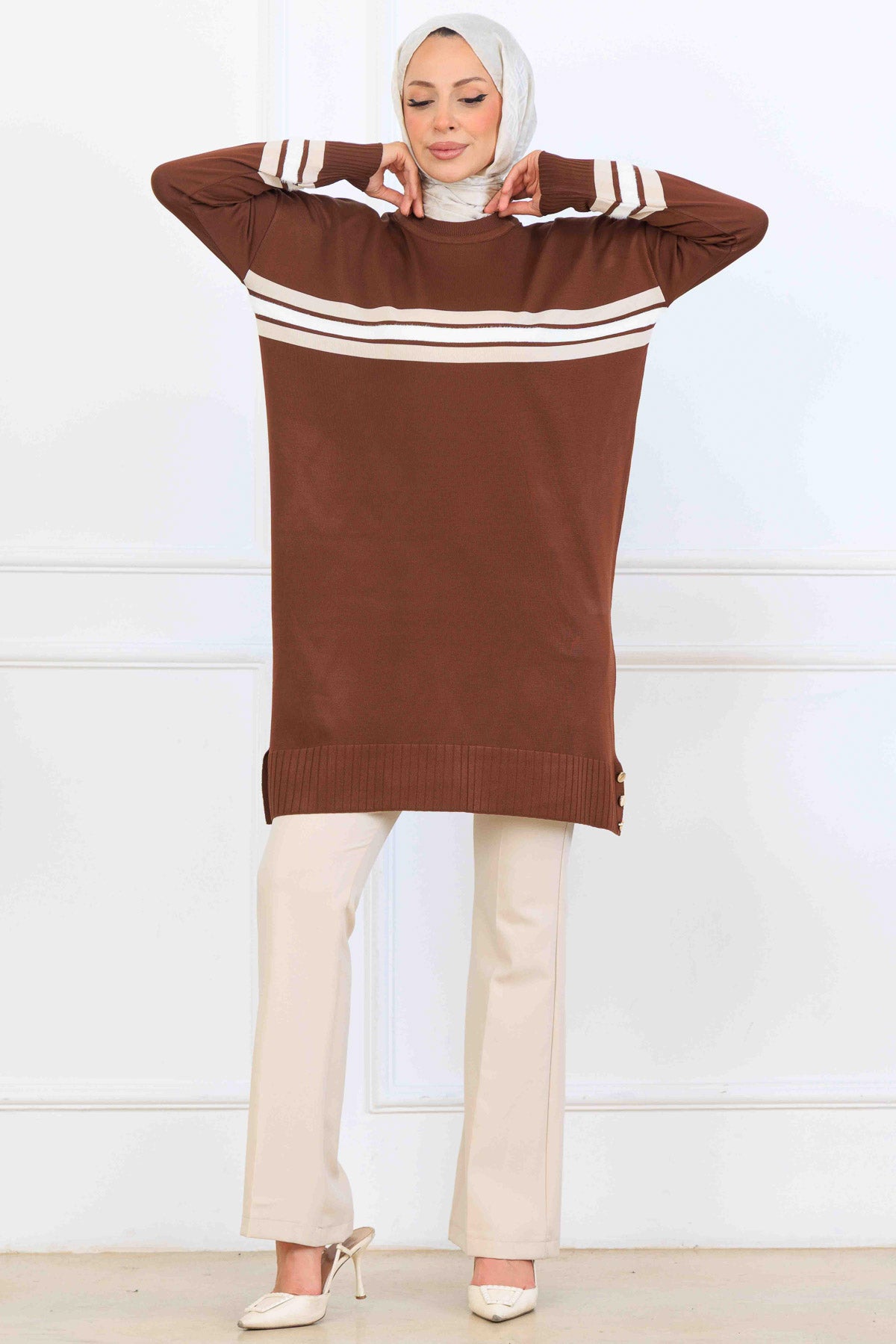 Mercerized Tunic With Stripe Detail by NEOMODEST