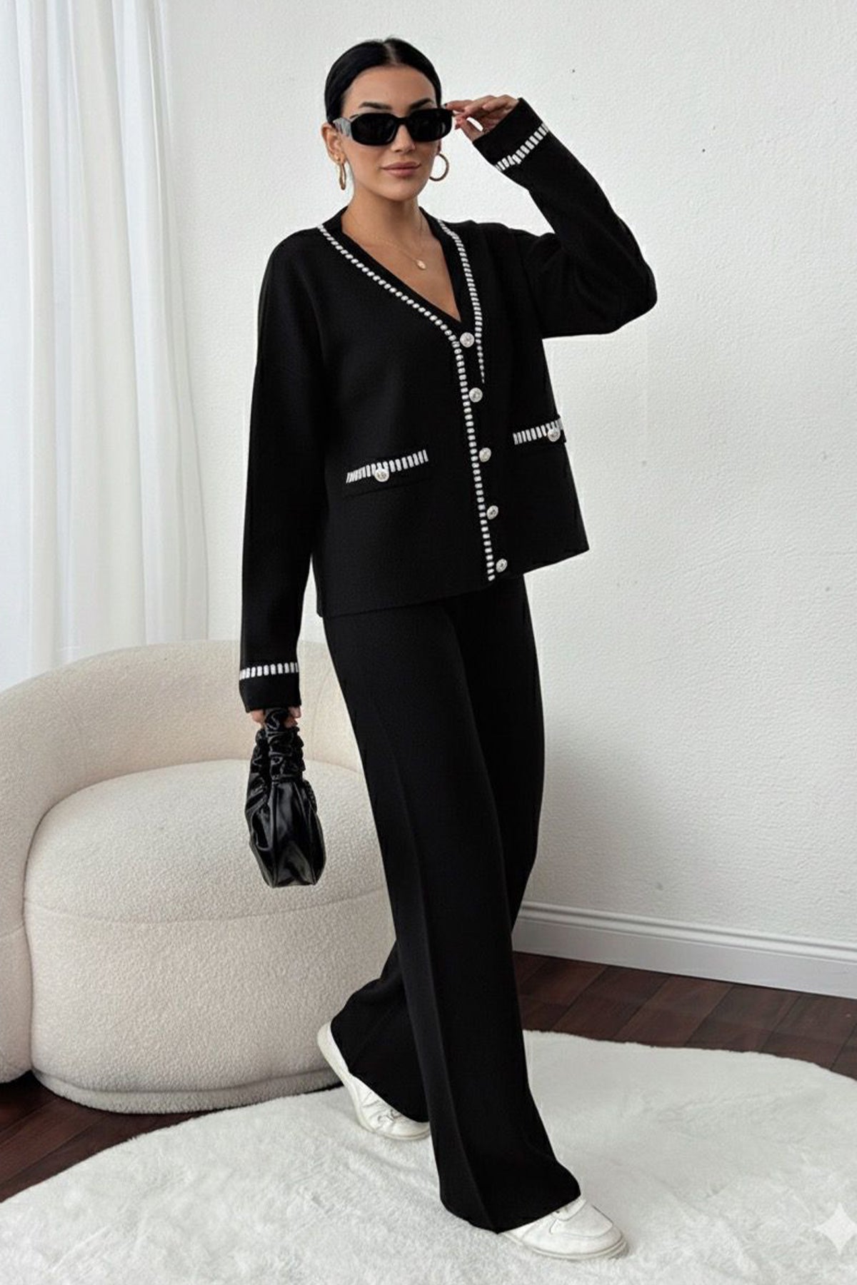 Striped Jacket Co-ord Set by NEOMODEST