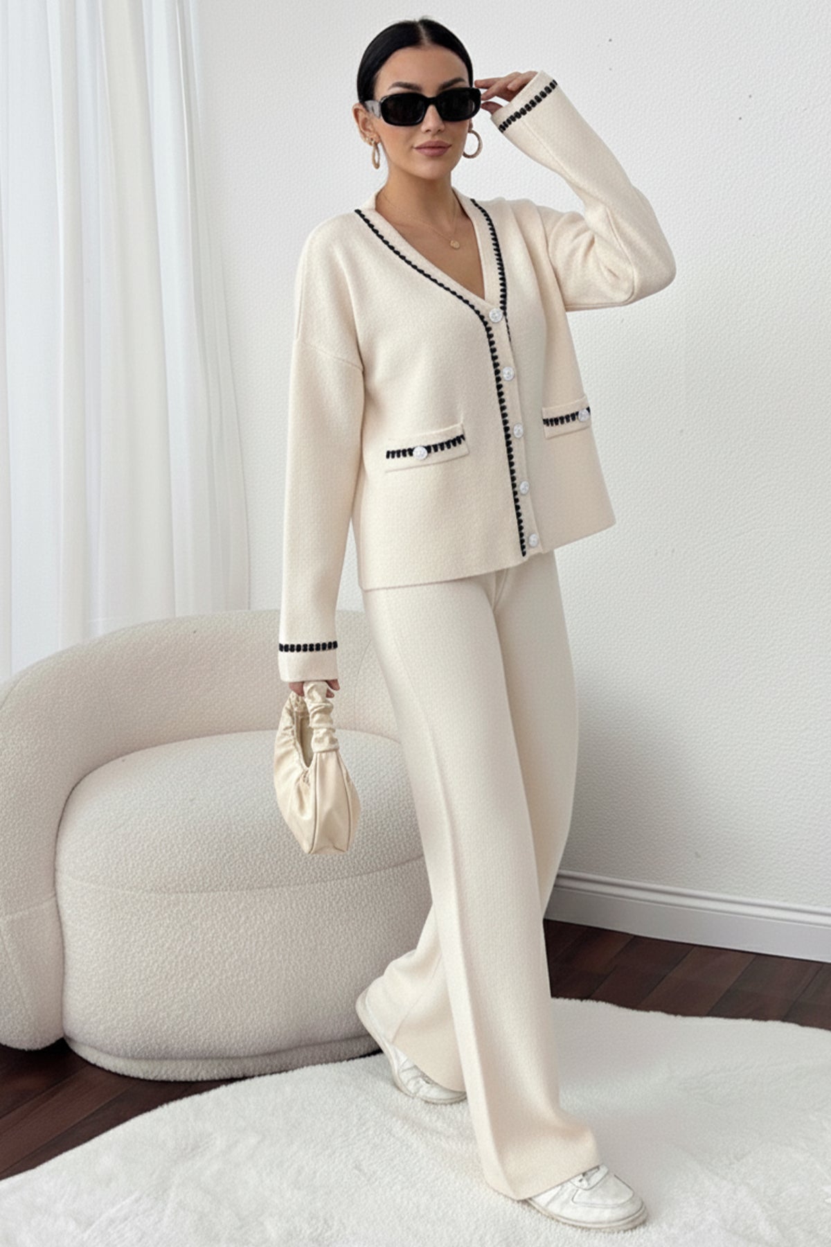Striped Jacket Co-ord Set by NEOMODEST