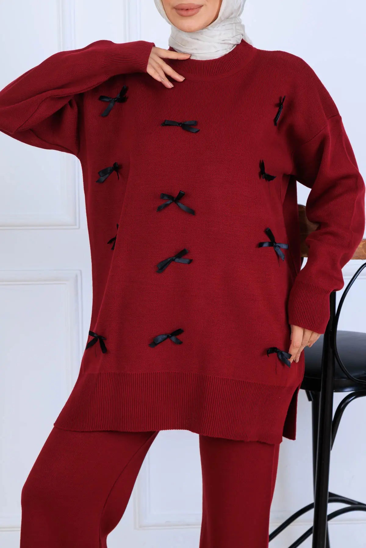 Bow-Detail Knitwear Set, view 2