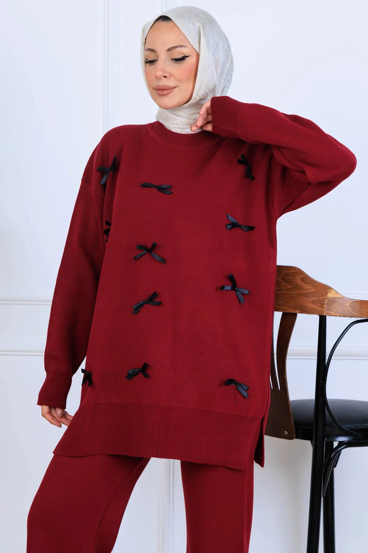 Bow-Detail Knitwear Set, view 3