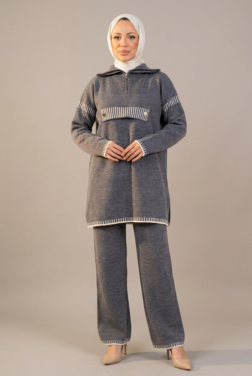 NEOMODEST Zippered Collar Knitwear Suit by NEOMODEST