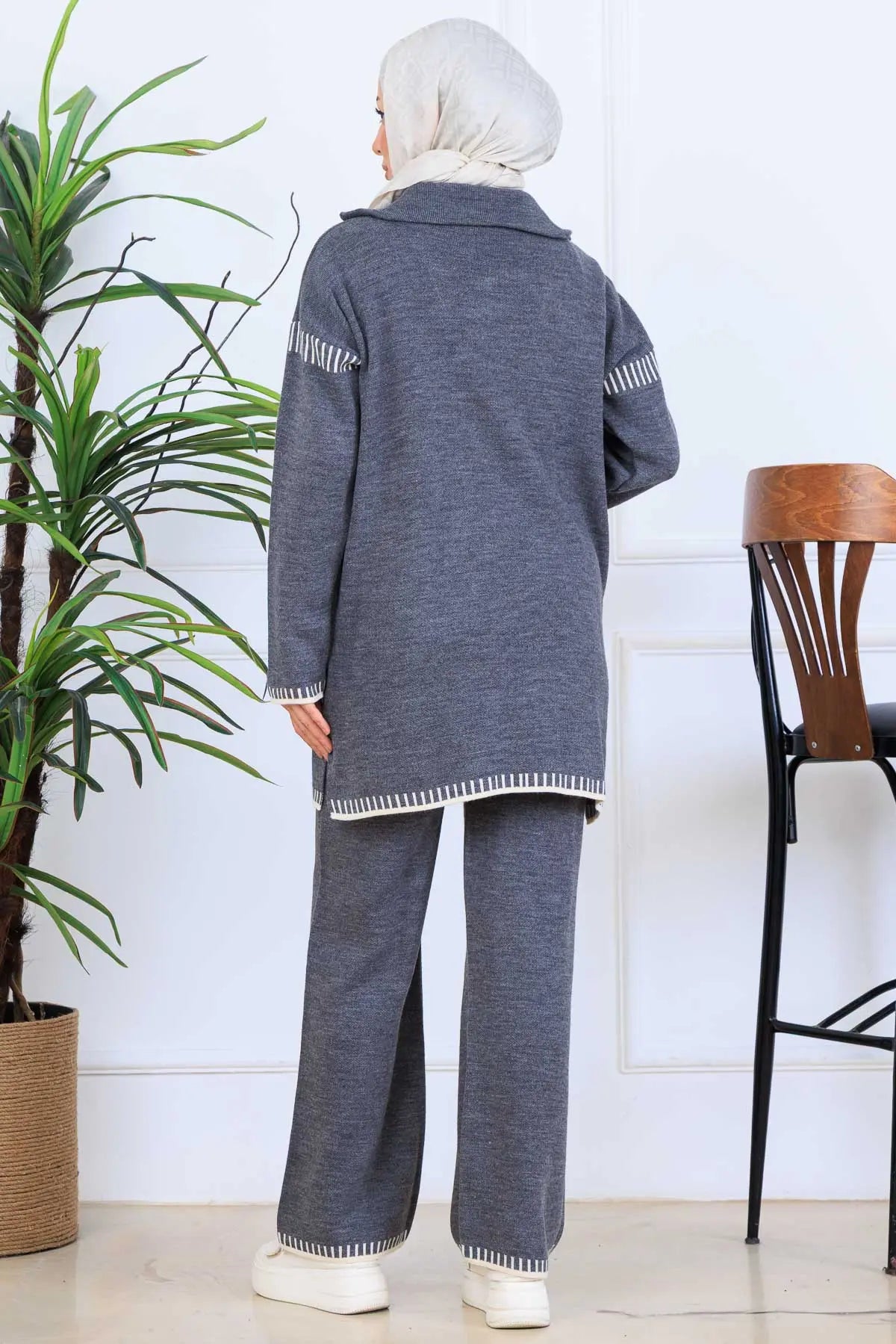 NEOMODEST Zippered Collar Knitwear Suit, view 4