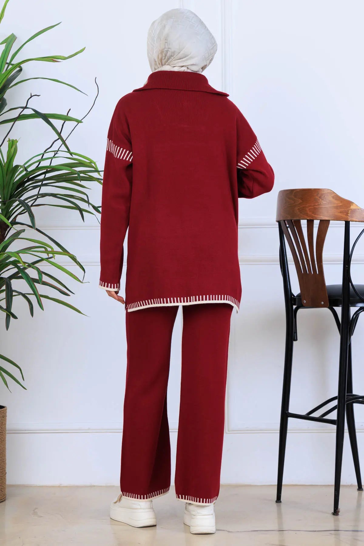 NEOMODEST Zippered Collar Knitwear Suit, view 5