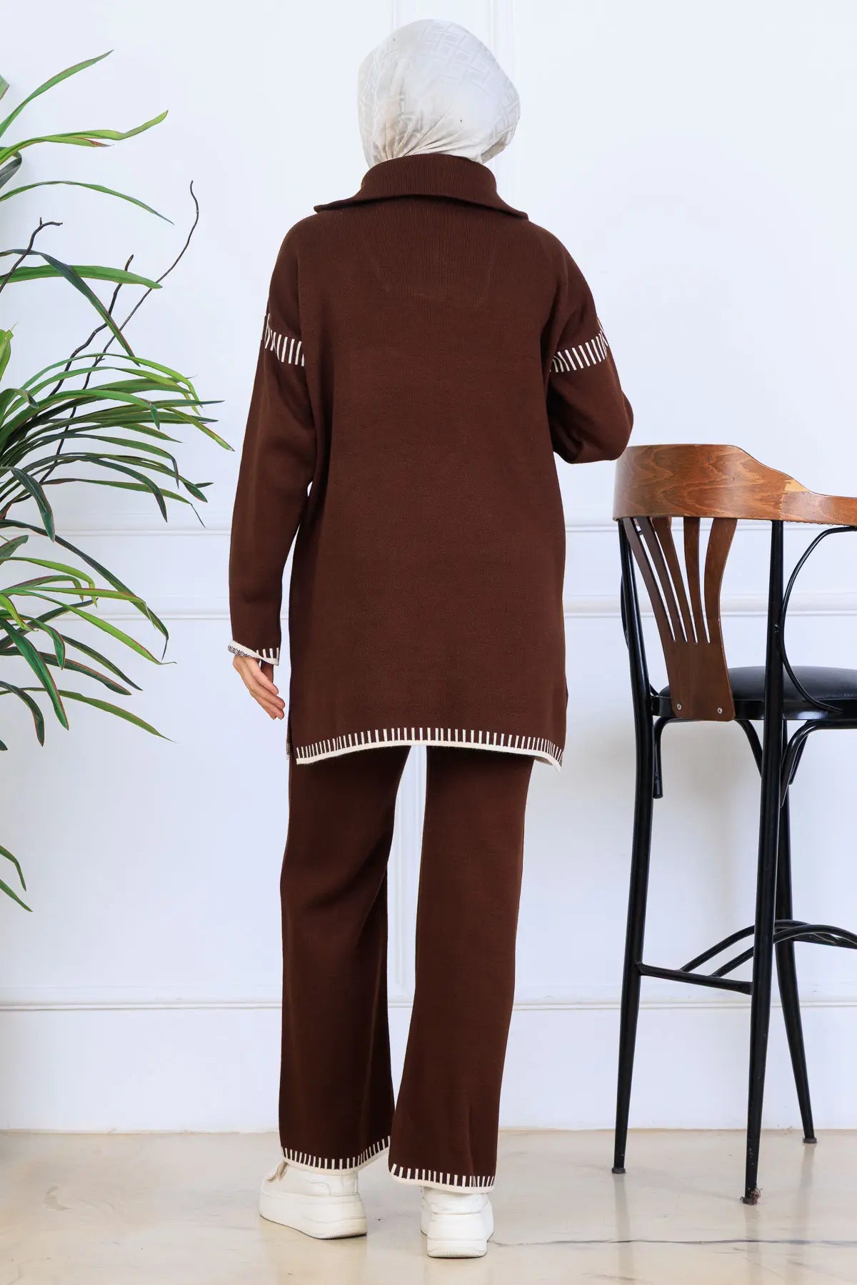 NEOMODEST Zippered Collar Knitwear Suit, view 4