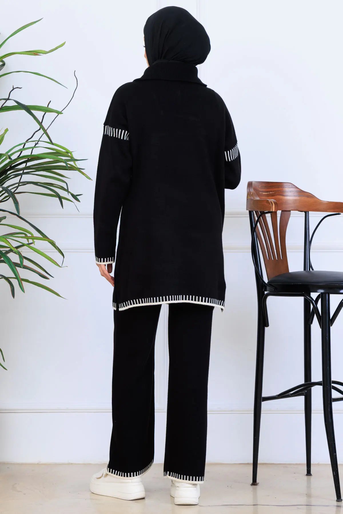 NEOMODEST Zippered Collar Knitwear Suit, view 4