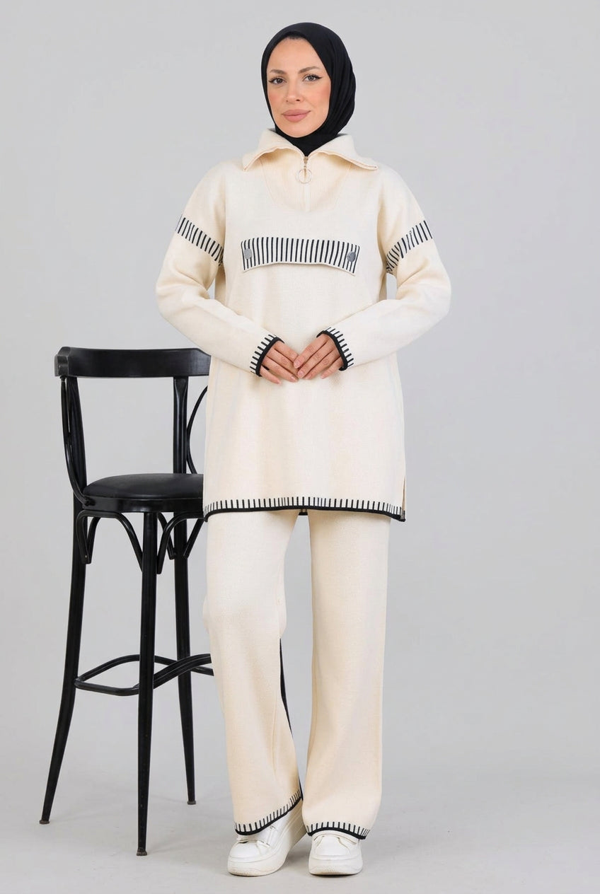 NEOMODEST Zippered Collar Knitwear Suit by NEOMODEST