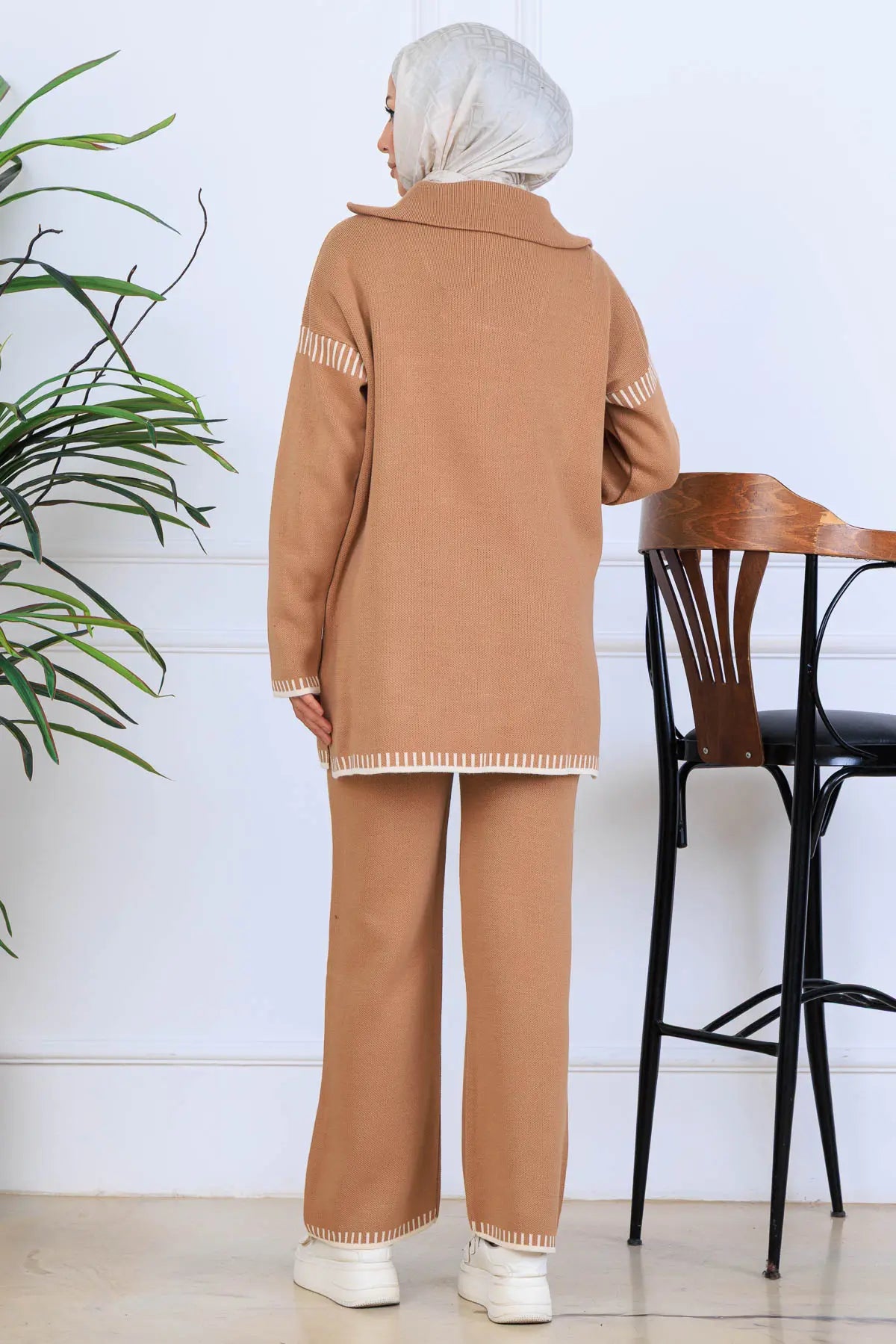 NEOMODEST Zippered Collar Knitwear Suit, view 4