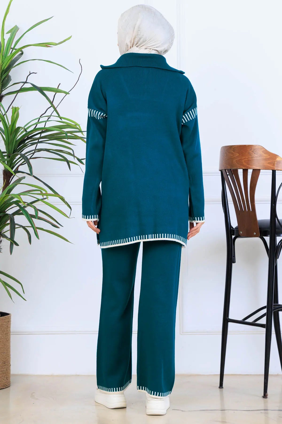 Zippered Collar Knitwear Suit, view 5