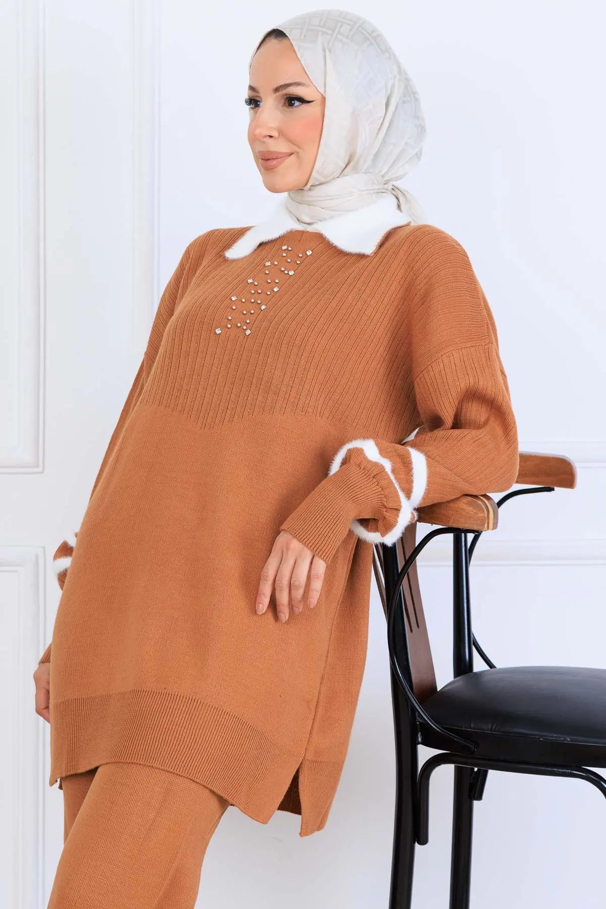 Stone-Embellished Knitwear Set, view 3