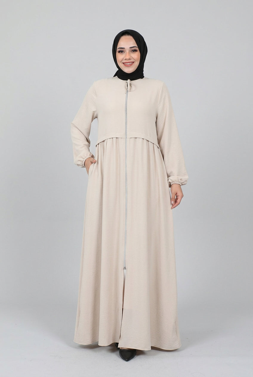 Turkish Premium Aerobin Fabric Abaya – Beige by NEOMODEST
