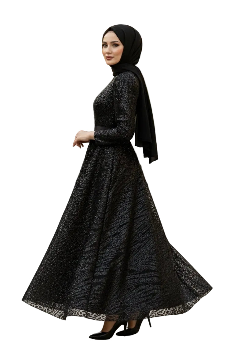Sequined Princess Evening Dress, view 2