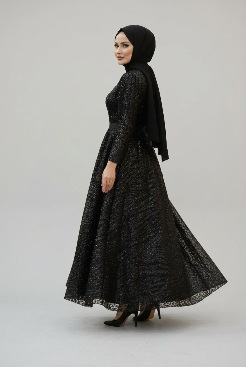 Sequined Princess Evening Dress, view 3