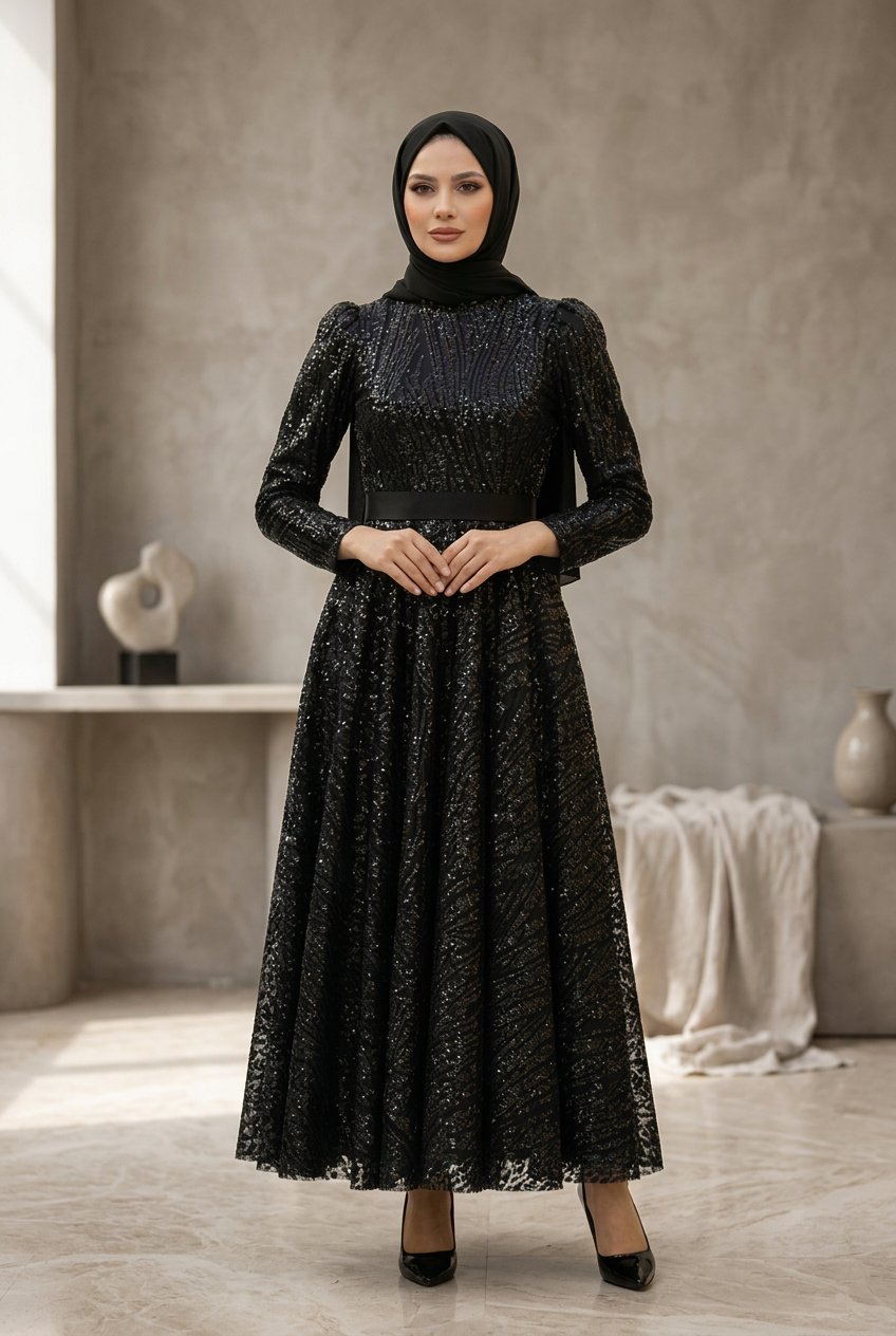 Sequined Princess Evening Dress, view 5