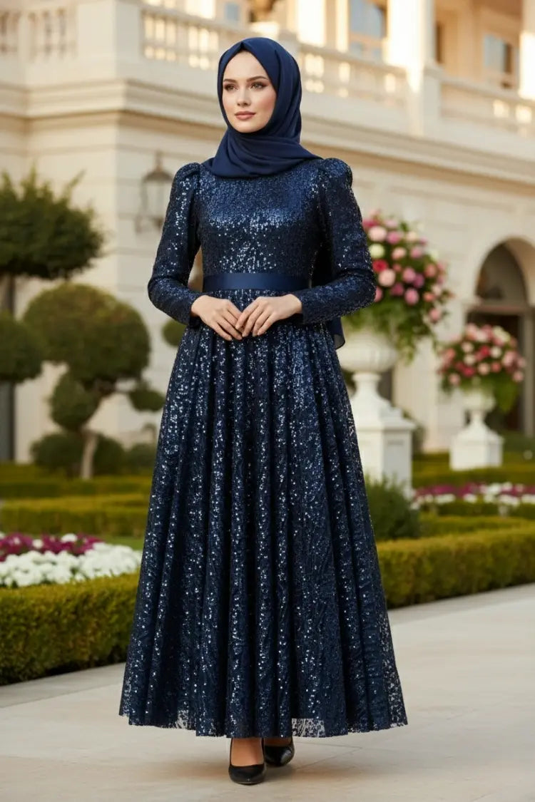 Sequined Princess Evening Dress, view 3