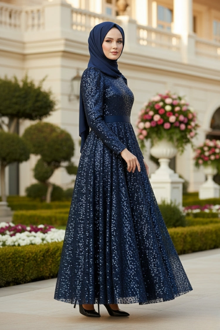 Sequined Princess Evening Dress, view 4