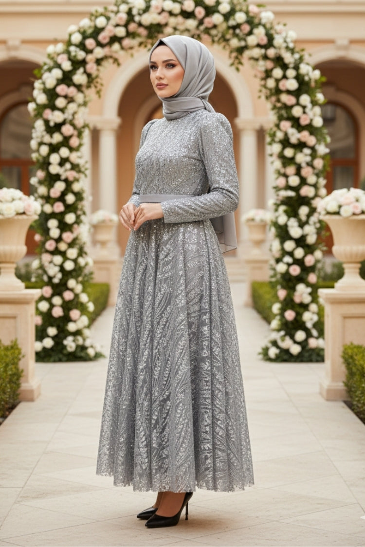 Sequined Princess Evening Dress, view 2