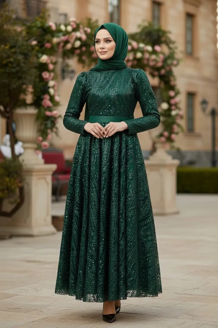Sequined Princess Evening Dress, view 3