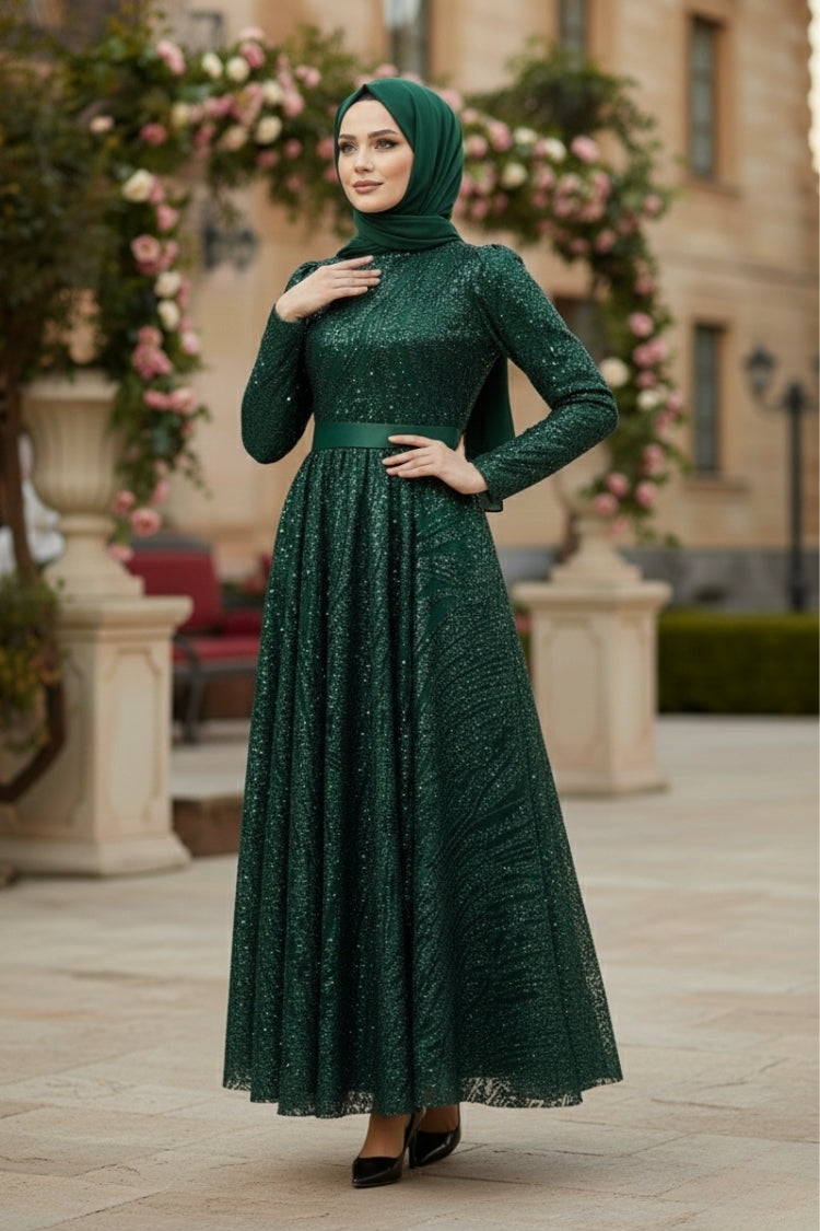 Sequined Princess Evening Dress, view 4