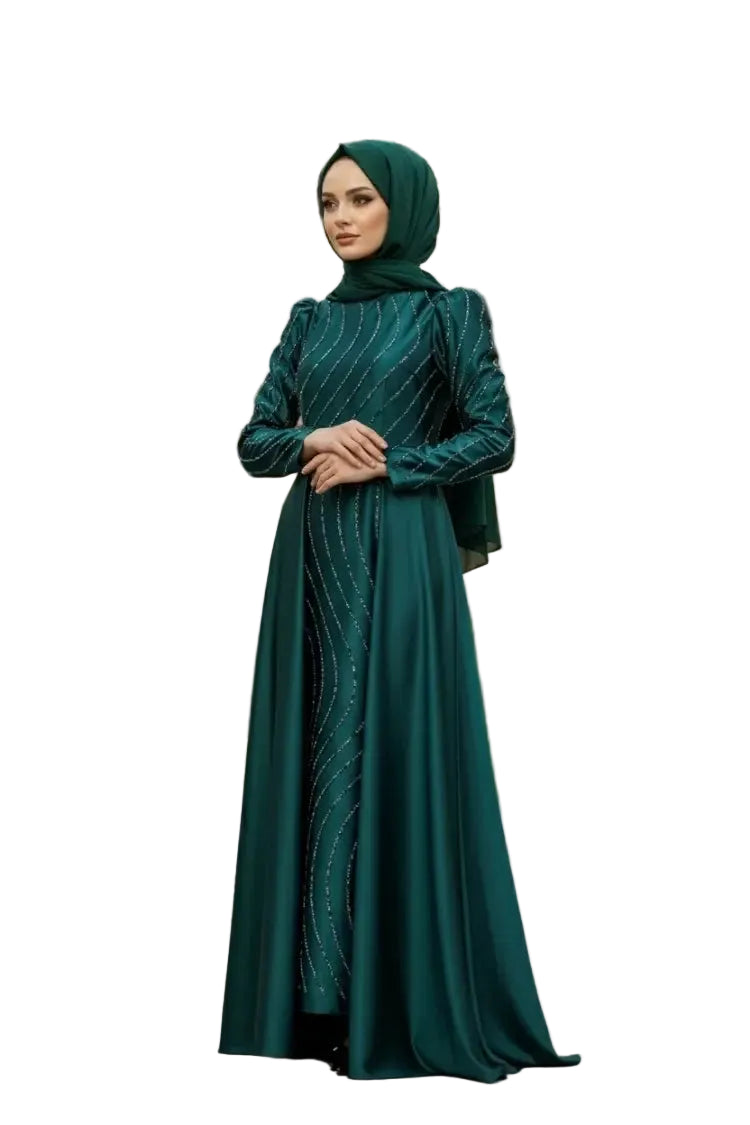 Stone Detailed Evening Dress, view 3