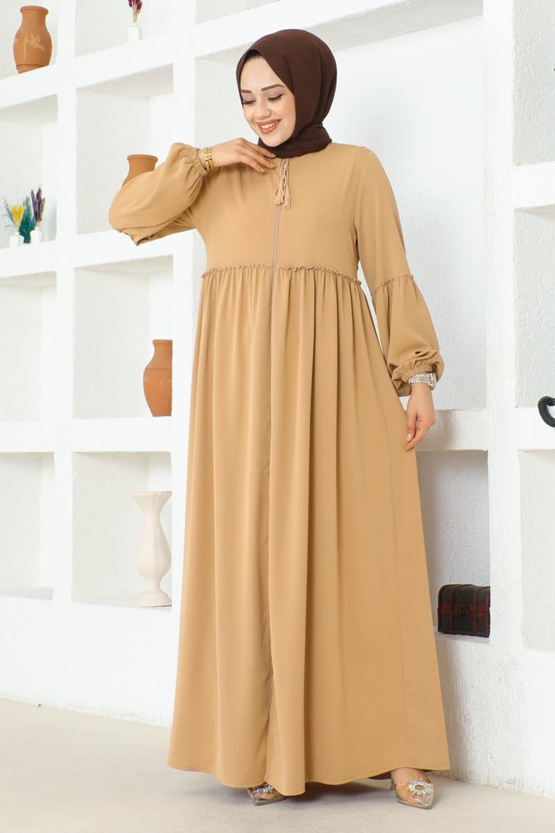 Jessica Crepe Abaya in Camel, view 2