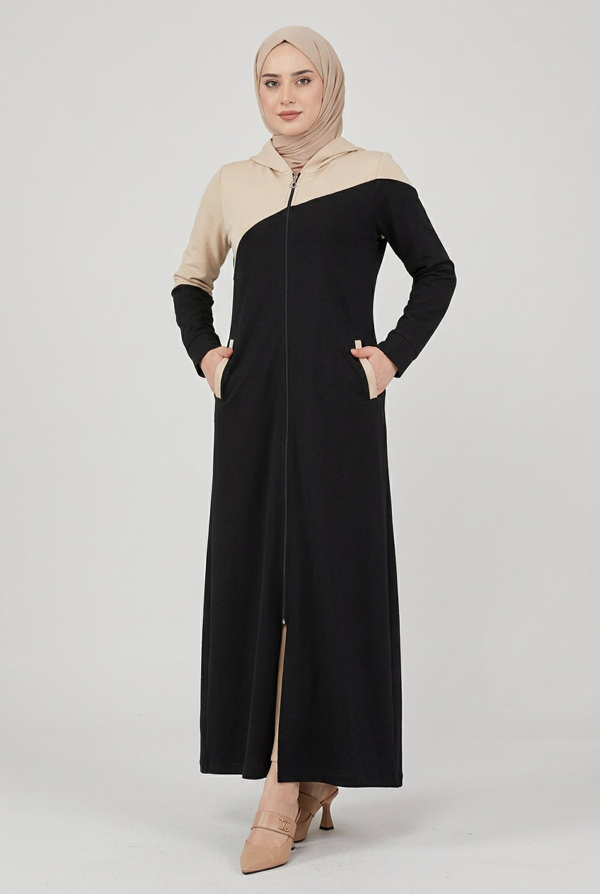 Women's Hooded Sports Abaya-Black by NEOMODEST
