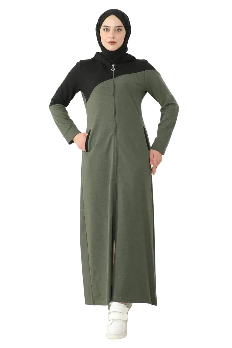 Hooded Sports Abaya-Khaki by NEOMODEST