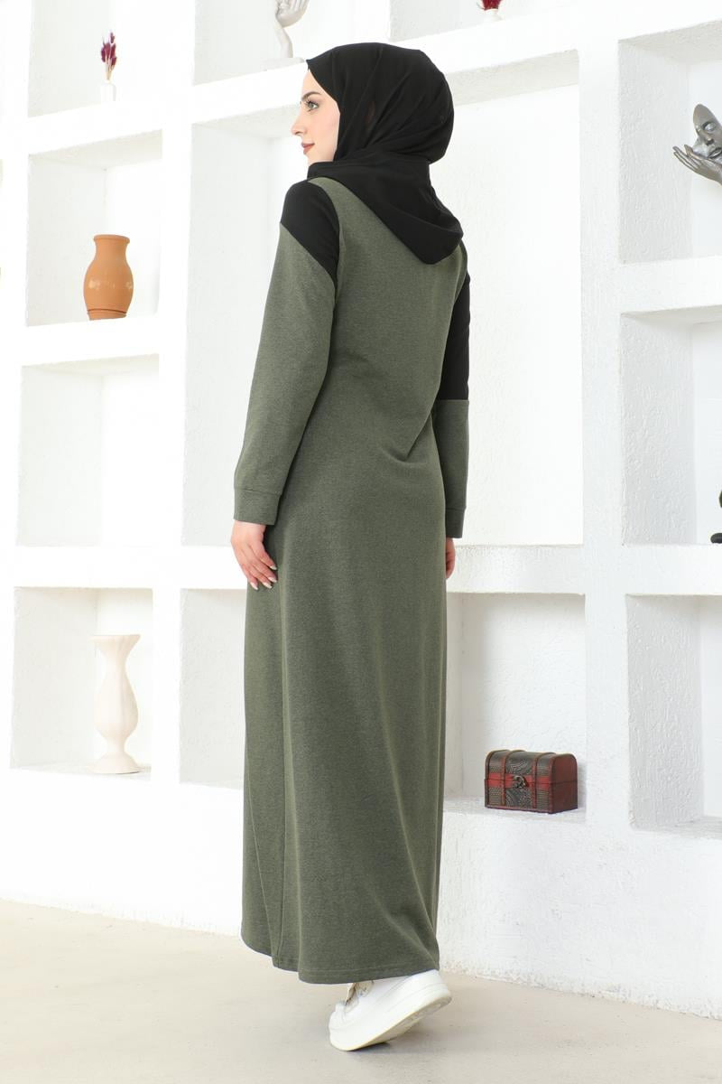 Hooded Sports Abaya-Khaki, view 3