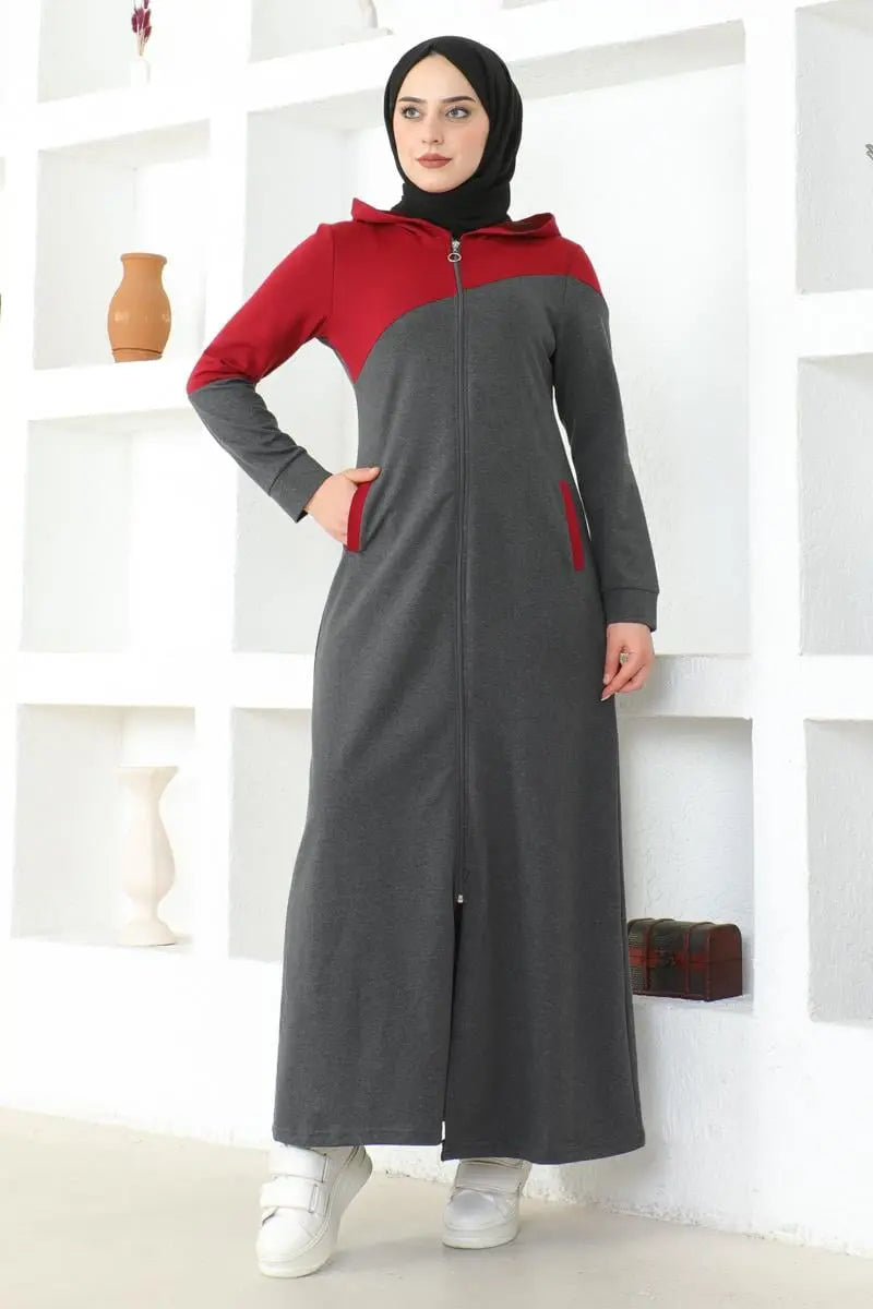 Zippered Hooded Hijab Sports Abaya, view 3
