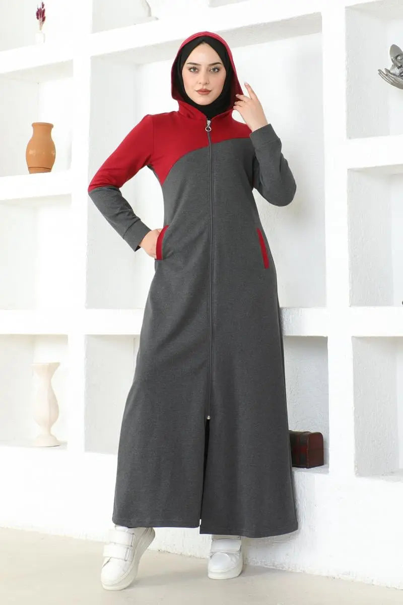 Zippered Hooded Hijab Sports Abaya, view 4