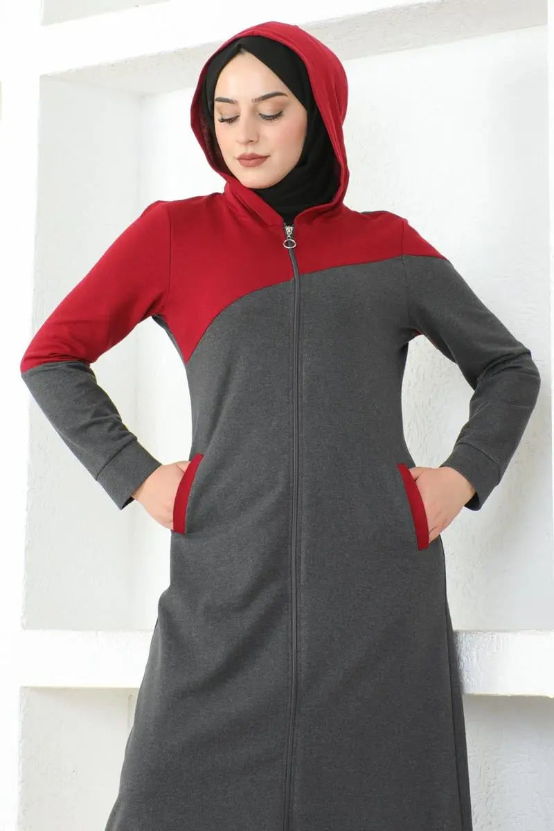 Zippered Hooded Hijab Sports Abaya, view 5
