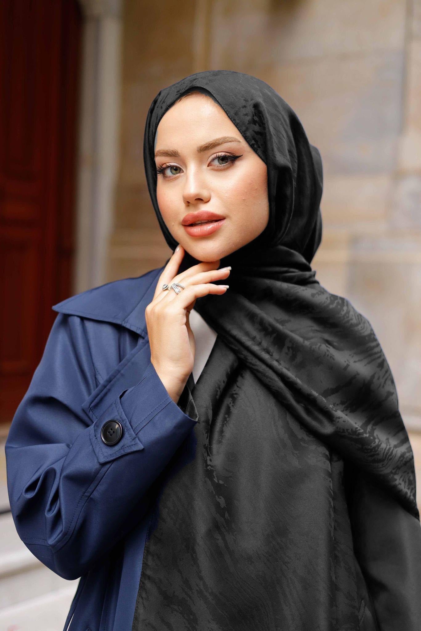 Patterned Silky Jacquard Shawl, view 2