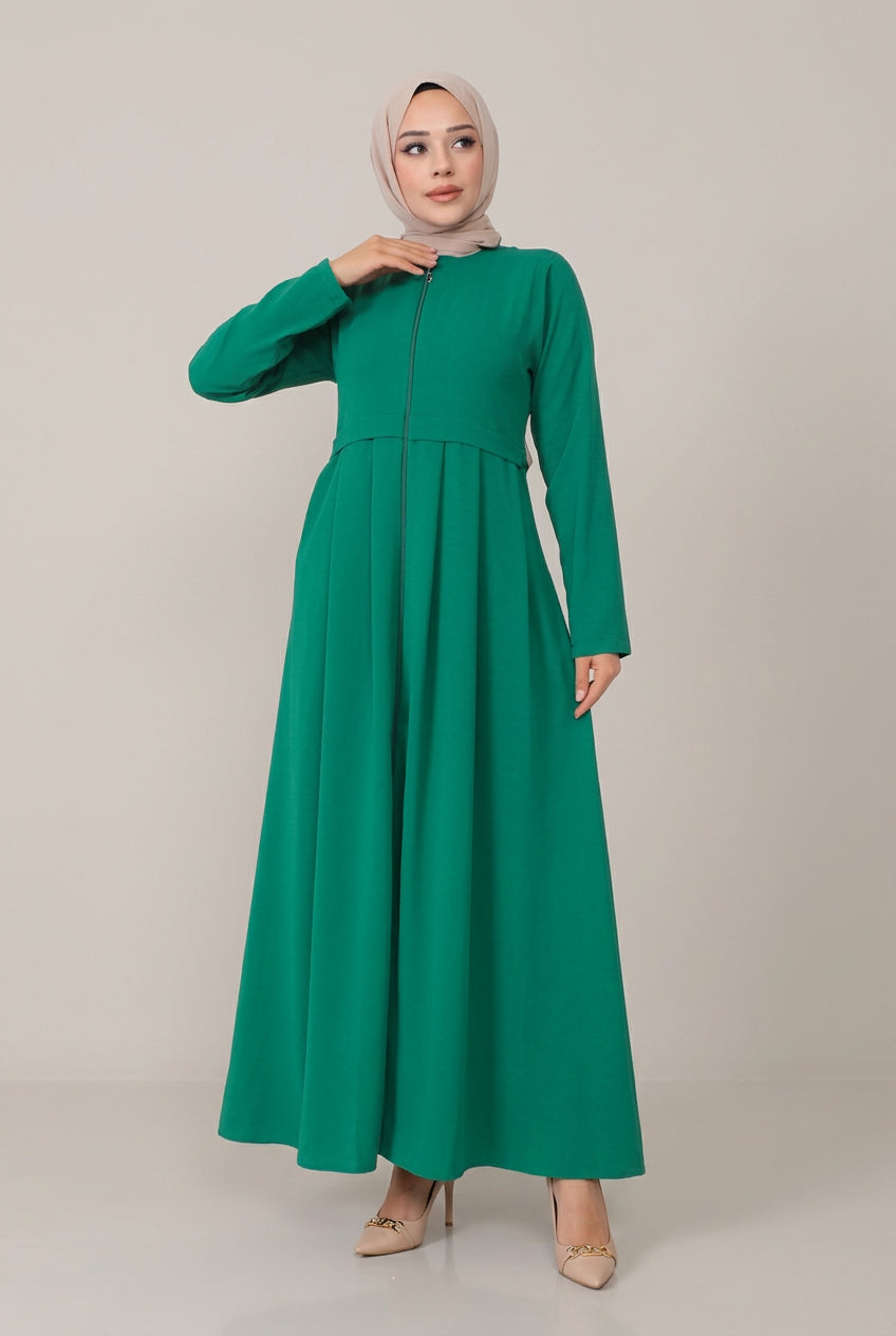 Pleated Emerald Aerobin Abaya by NEOMODEST