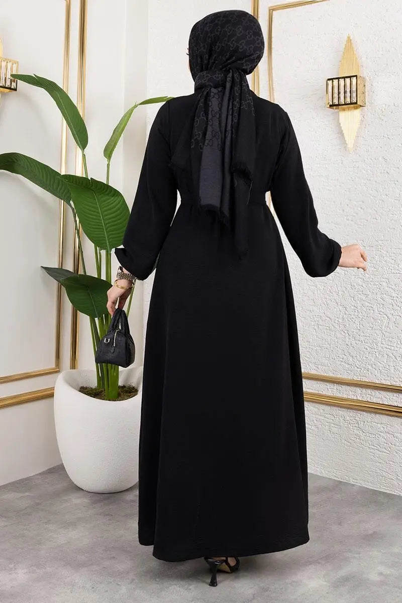 Black Aerobin Abaya Set with Belt, view 4