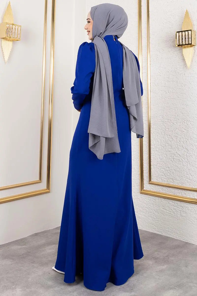 Crepe Evening Dress With Stone Embroidery, view 6