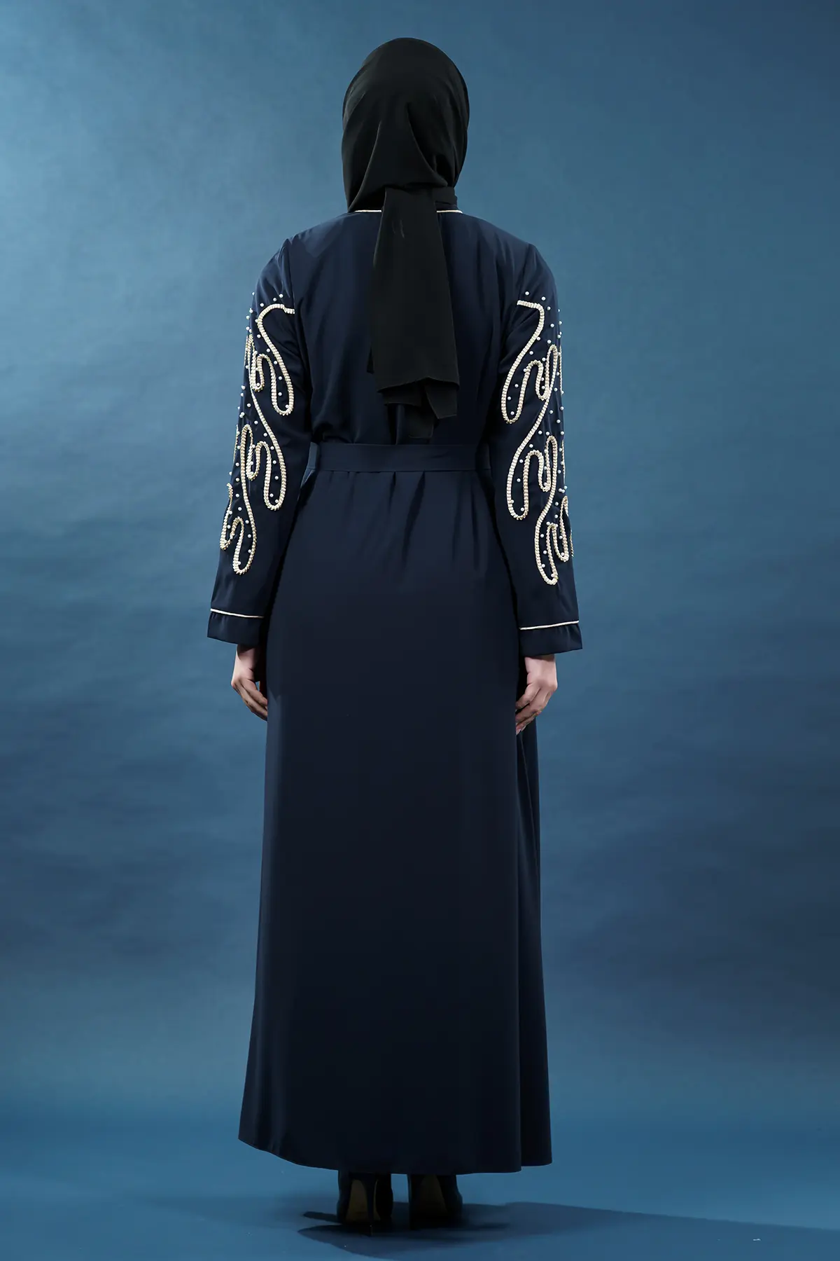 Zippered Pearl Embellished Abaya, view 5