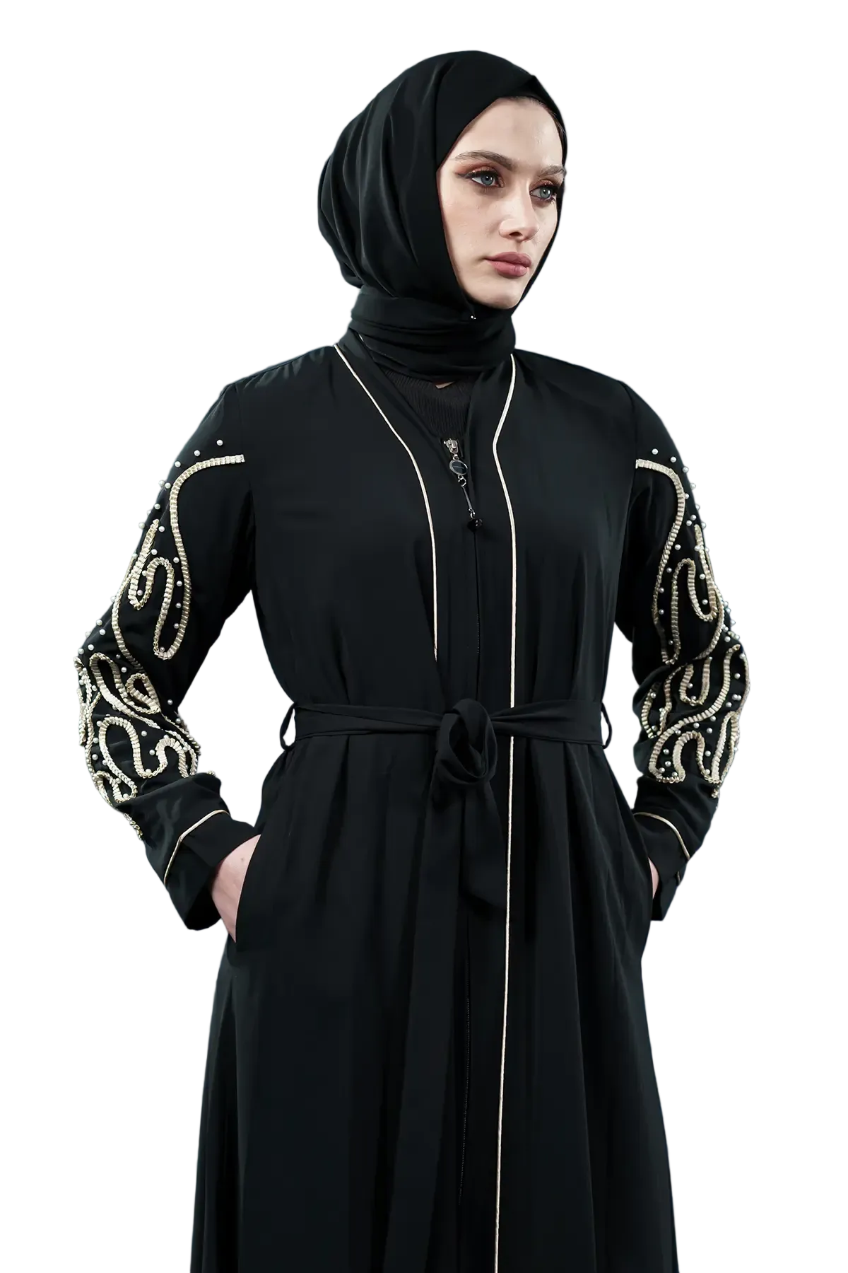 Pearl Embellished Abaya, view 2