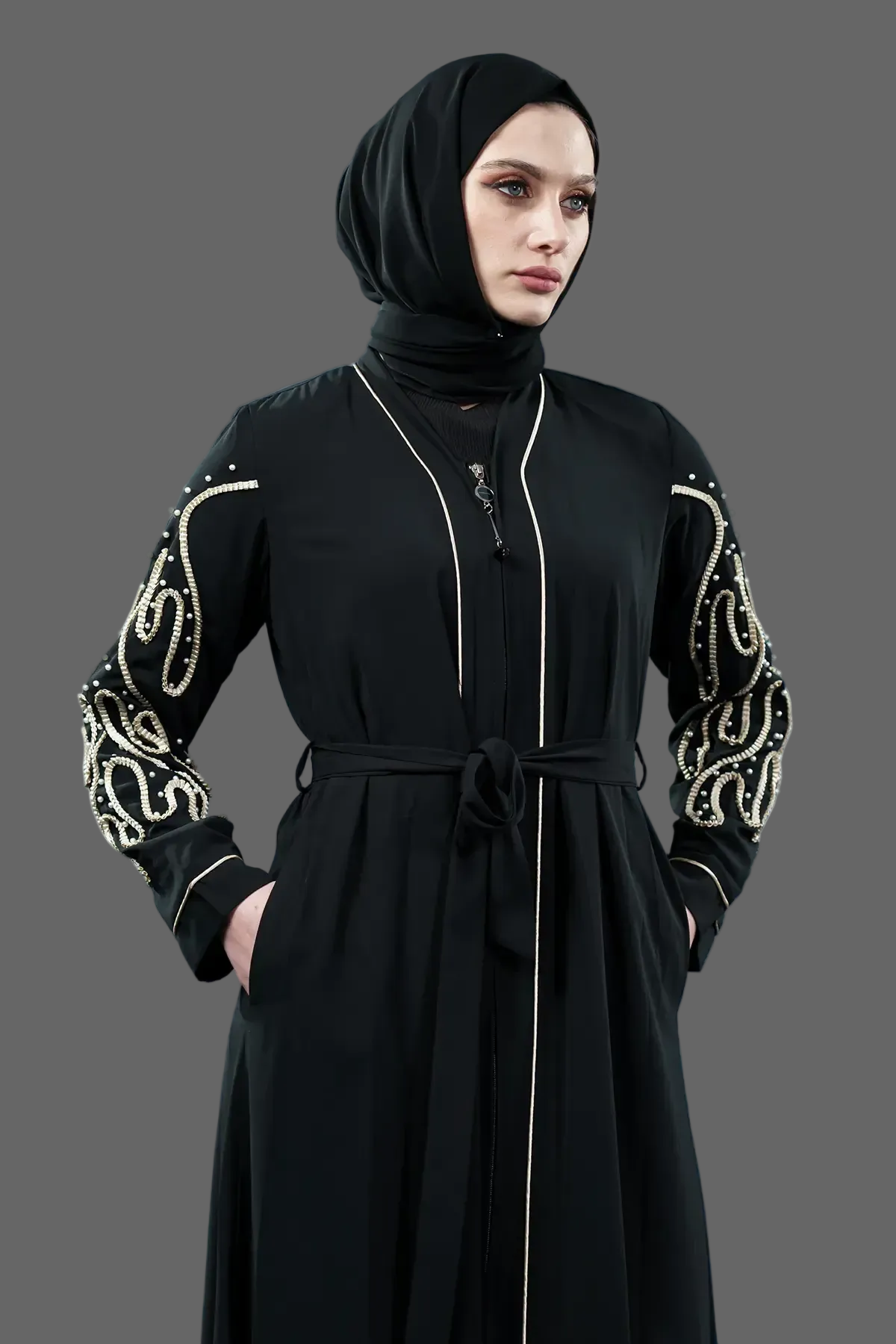 Pearl Embellished Abaya, view 4