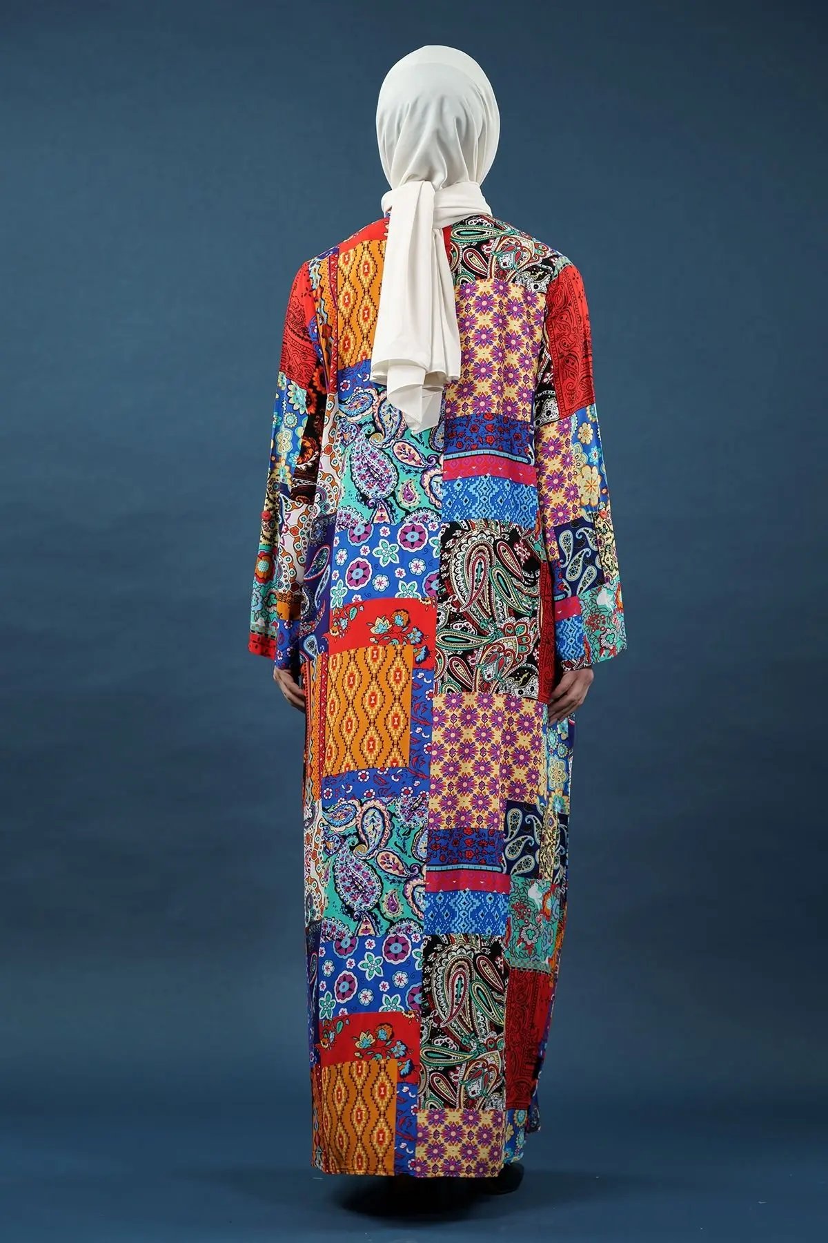 Patchwork Print Viscose Dress, view 3
