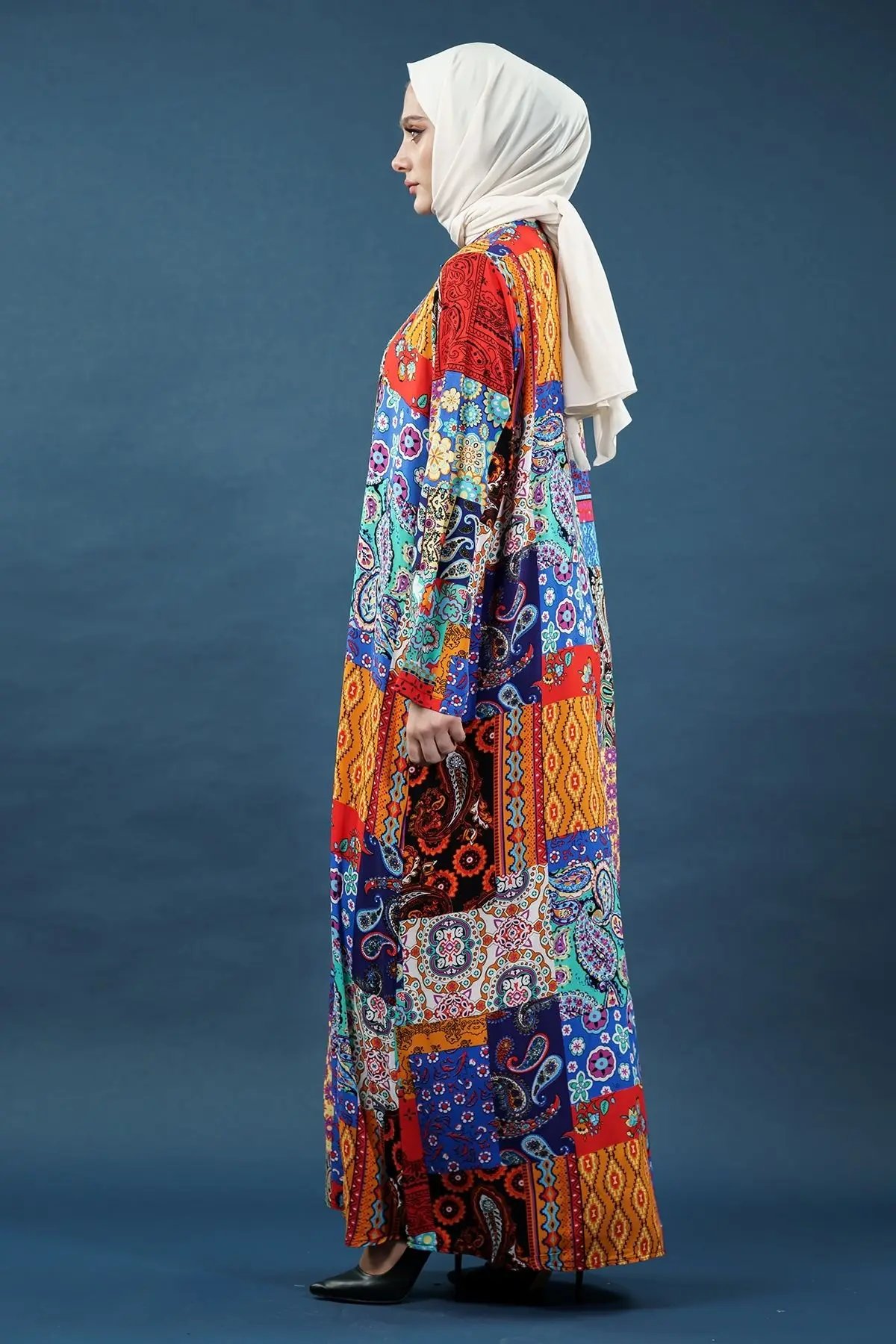 Patchwork Print Viscose Dress, view 5
