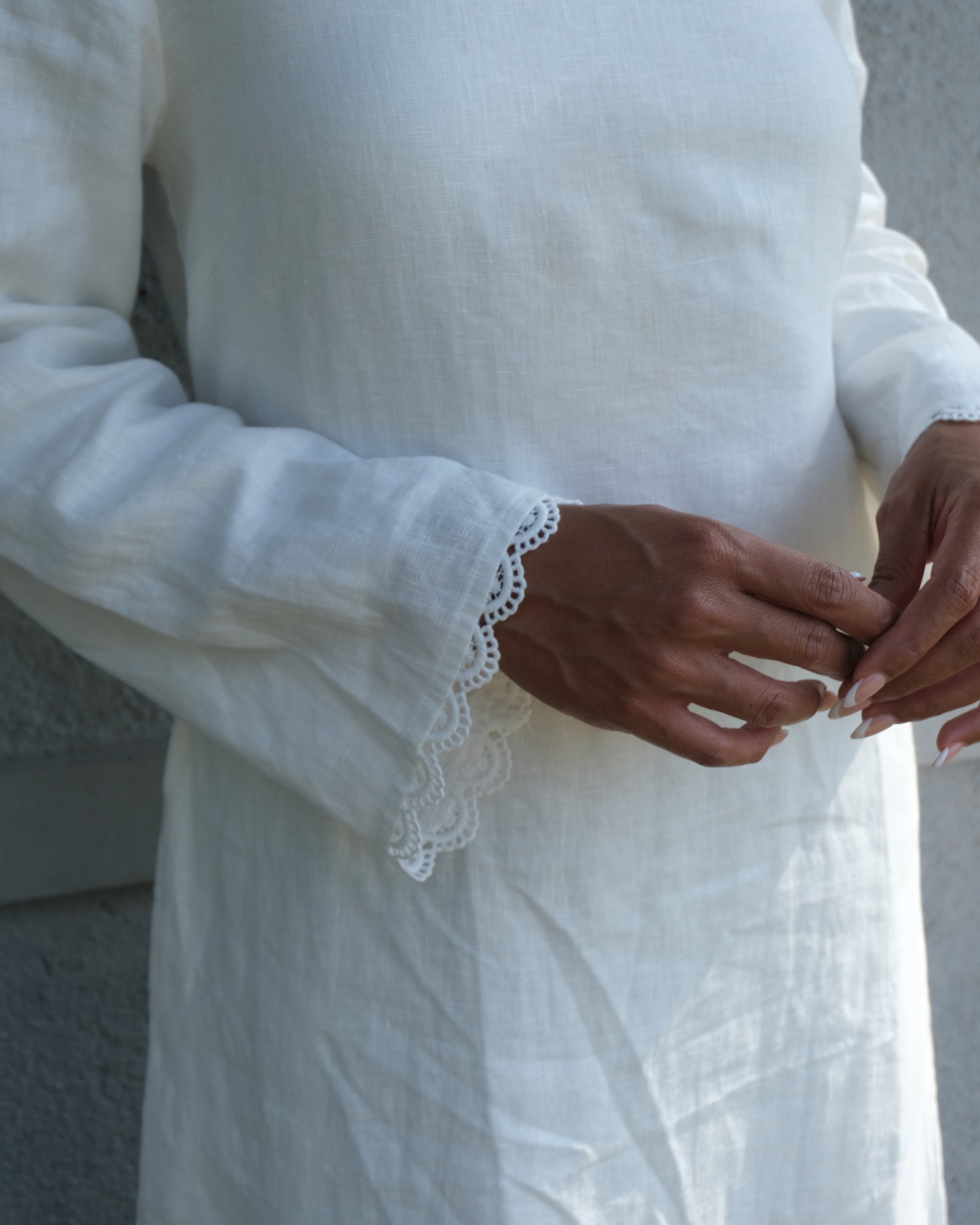 Solene Pure White 100% Linen-Maxi Dress, view 4