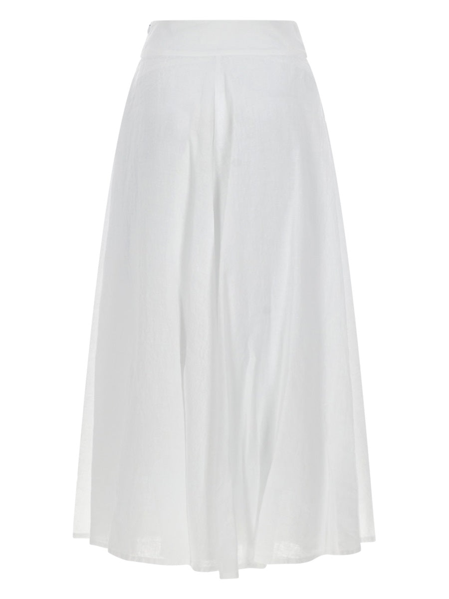 120% Lino Linen Skirt — White, view 2