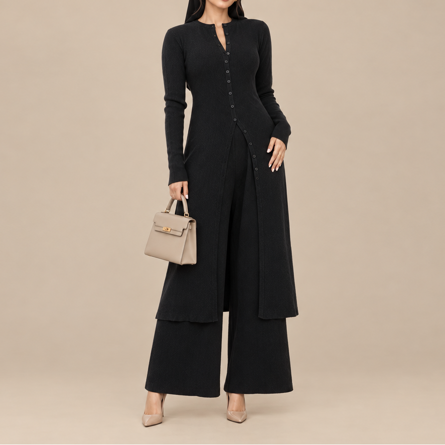 Nerissa Button-Front Knit Co-Ord Set, view 2