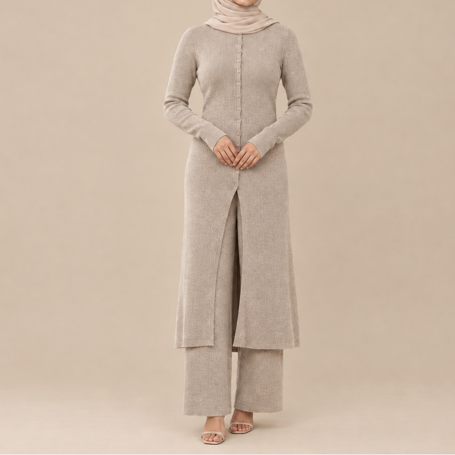 Nerissa Button-Front Knit Co-Ord Set, view 7