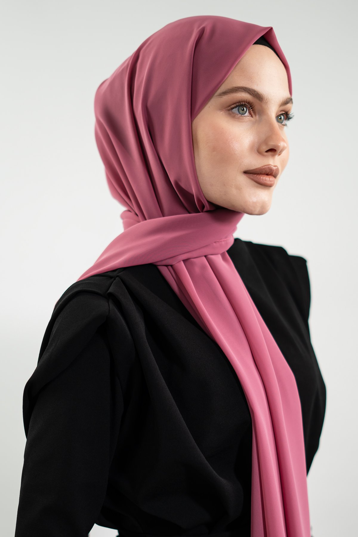 Rose Pink Chiffon Hijab|NEOMODEST, view 3