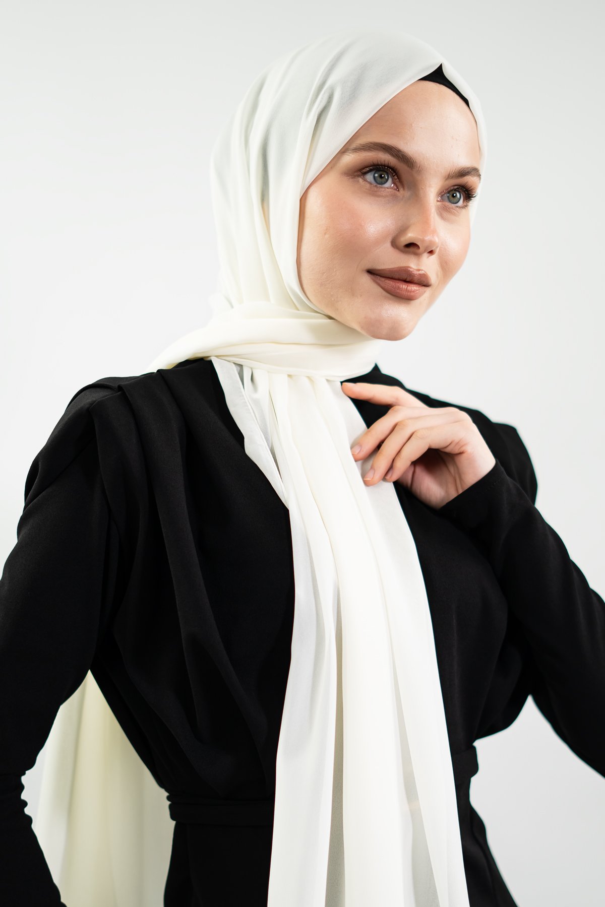 Ecru Chiffon Hijab by NEOMODEST