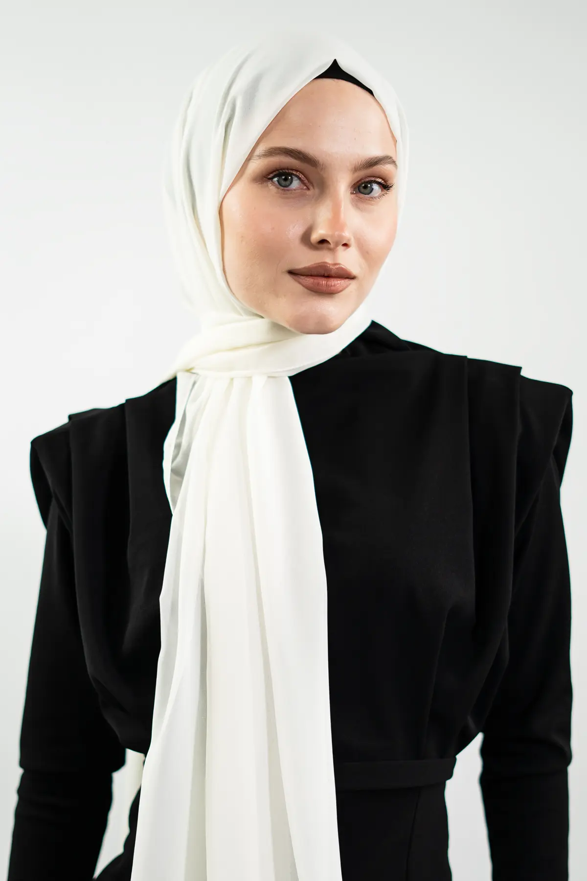Ecru Chiffon Hijab, view 2